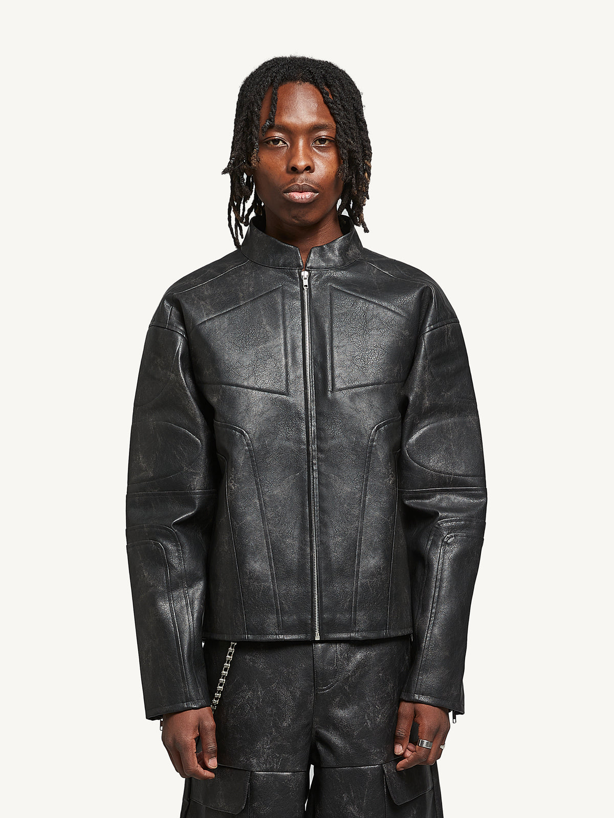 FUME LEATHER JACKET - BLACK