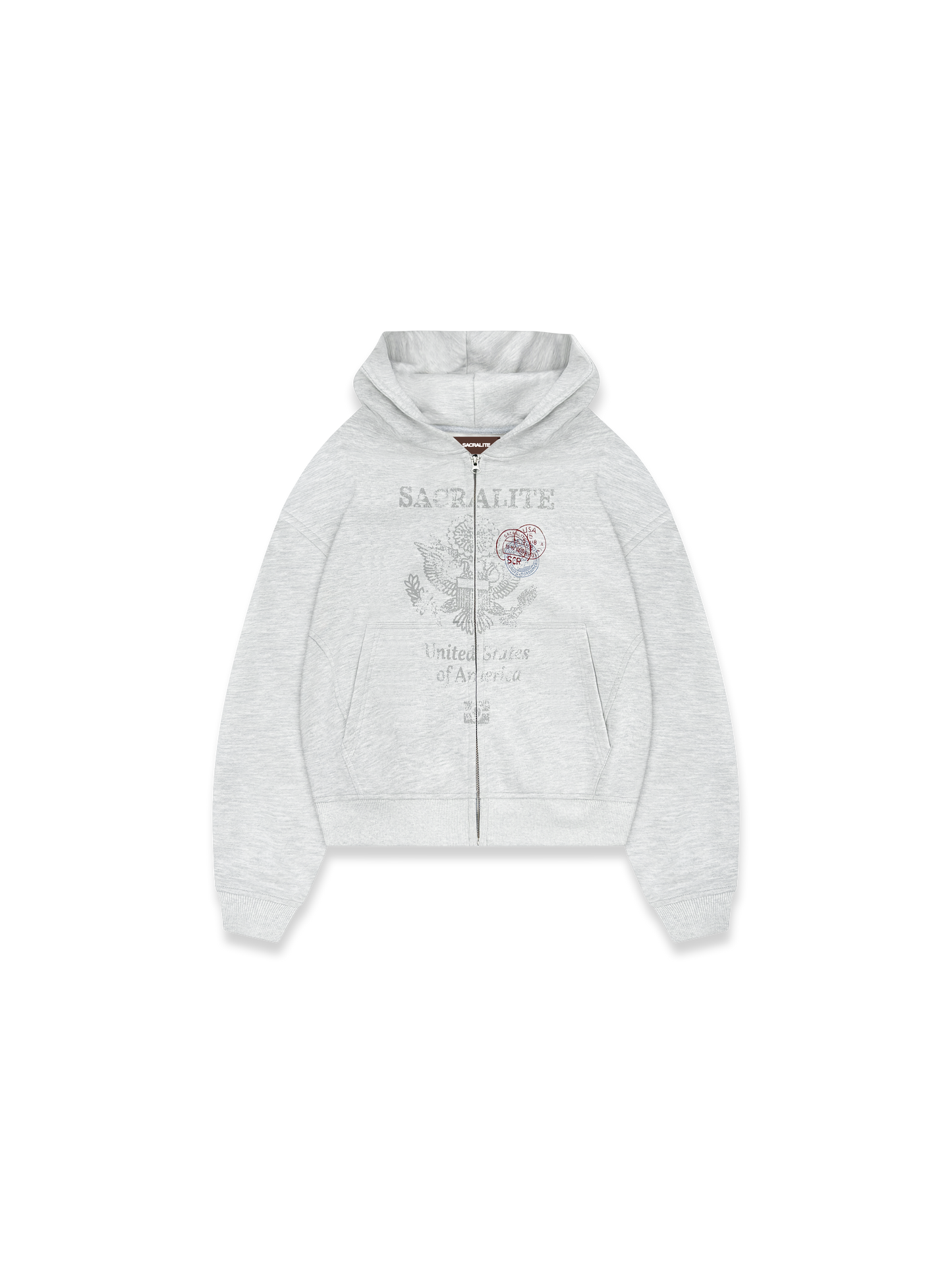 PASSPORT ZIP HOODIE - MELANGE GREY
