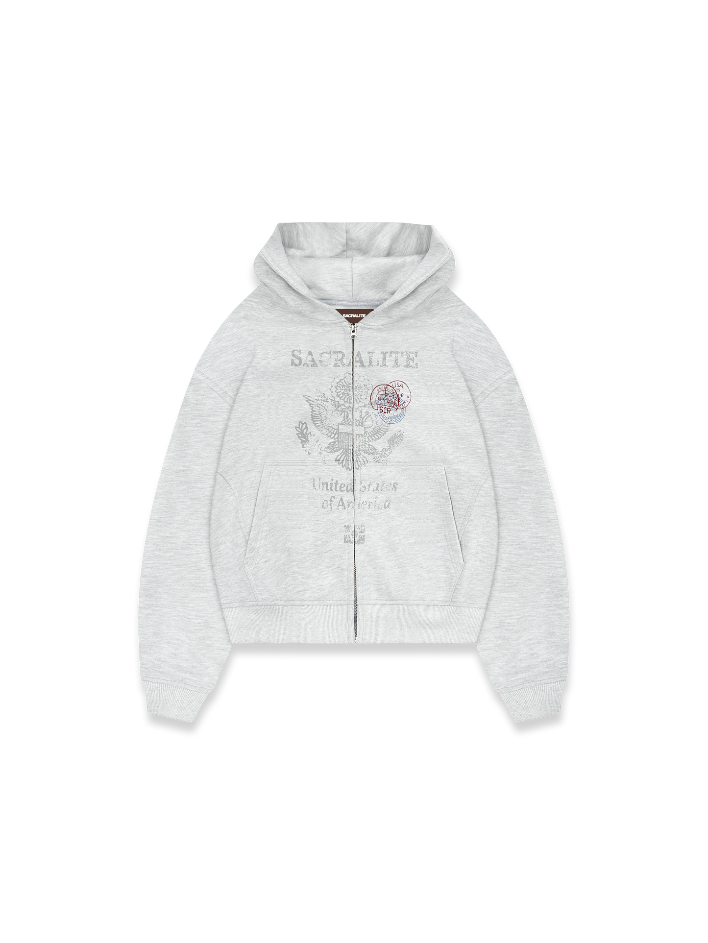 PASSPORT ZIP HOODIE - MELANGE GREY