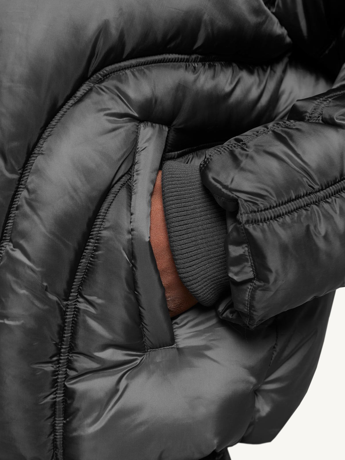 PUFFER JACKET HOODLESS - BLACK